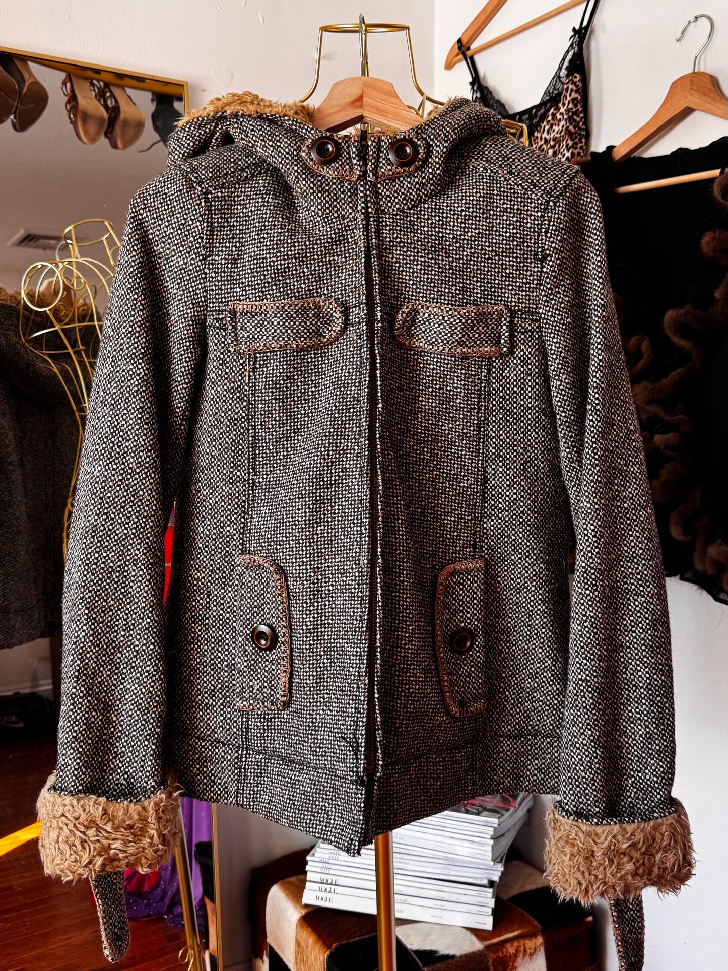 Shearling Tweed Jacket (medium)