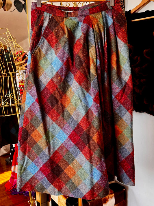 80s Plaid Maxi Skirt (medium)