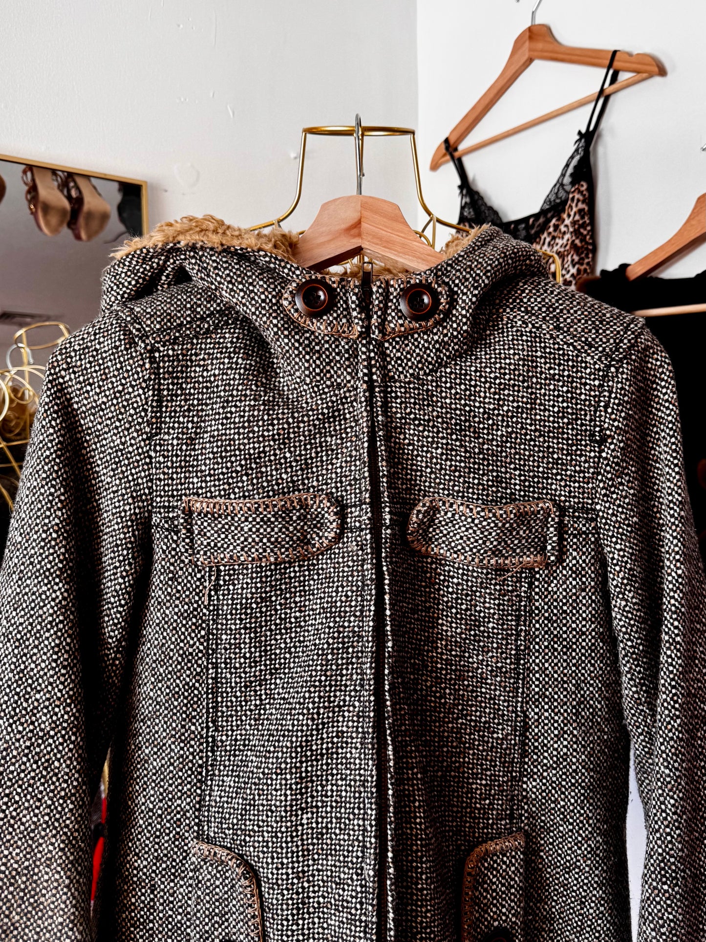 Shearling Tweed Jacket (medium)